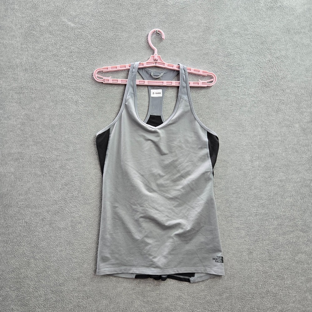 The North Face Women Activewear Tank Top Medium Gray Colorblock Racerback V Neck